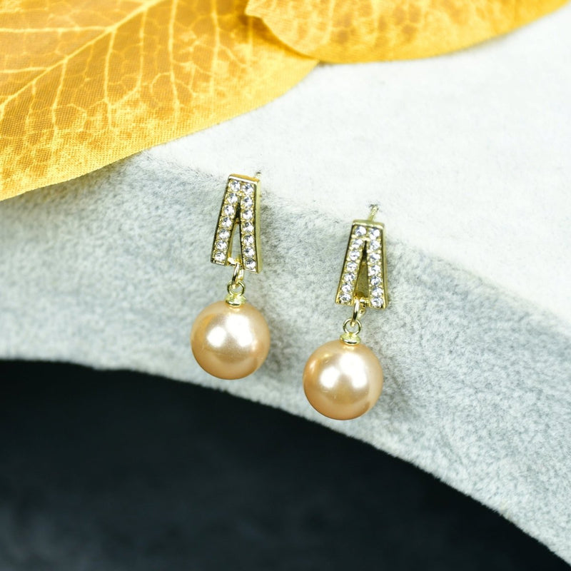 Sowpeace Gold Stainless Steel Hanging Pearl Earrings | Elegant One‑Size Lightweight Jewelry for Women & Daily Wear – view 1