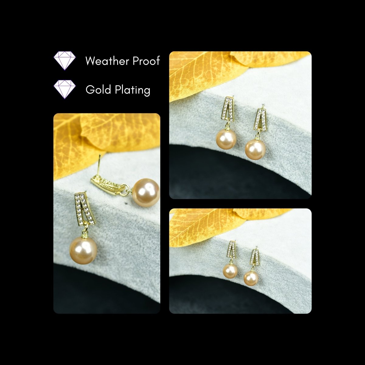 Sowpeace Gold Stainless Steel Hanging Pearl Earrings | Elegant One‑Size Lightweight Jewelry for Women & Daily Wear - Sowpeace - 