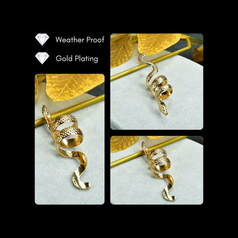 Sowpeace Gold Stainless Steel Snake Shaped Ring | Stylish One‑Size Adjustable Jewelry for Women & Men – view 4