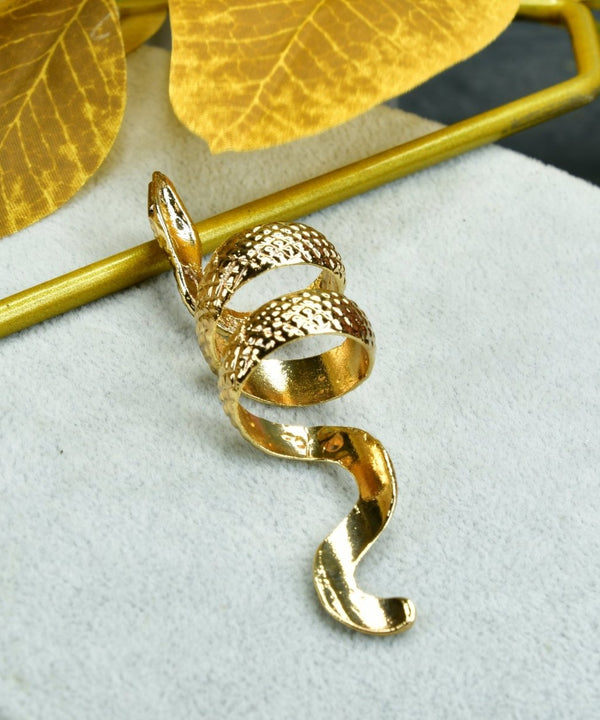 Sowpeace Gold Stainless Steel Snake Shaped Ring | Stylish One‑Size Adjustable Jewelry for Women & Men — main view