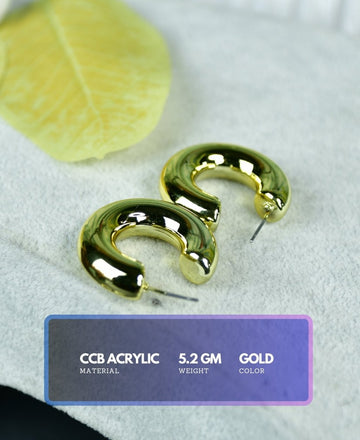 Sowpeace Golden 3/4 Round CCB Earrings | Stylish One‑Size Lightweight Jewelry for Women & Daily Wear — alternate view