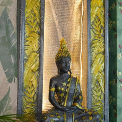 Sowpeace Golden Buddha Water Fountain – Elegant Buddha Sitting Against Tall Wall for Luxurious Home Decor & Gifts - Additional View
