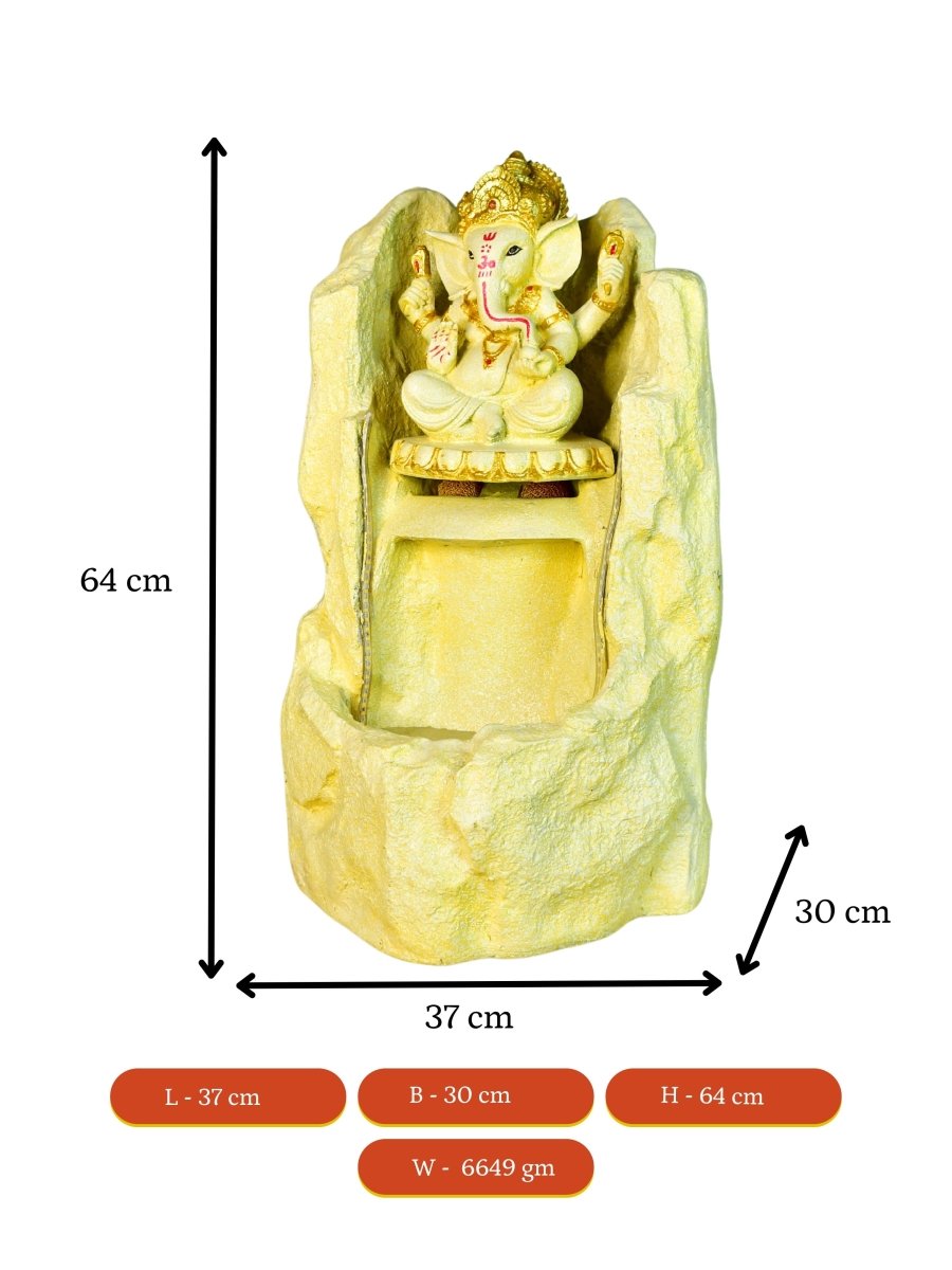 Sowpeace Golden Ganesha Water Fountain – Elegant Ganesha Sitting Waterfall for Luxurious Home Decor & Gifts