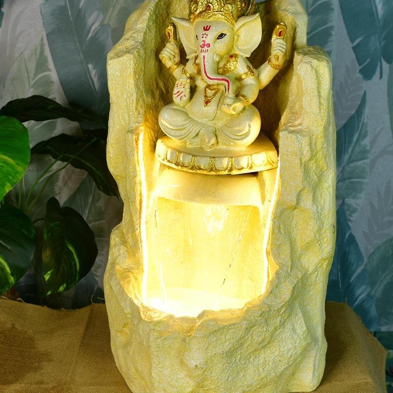 Sowpeace Golden Ganesha Water Fountain – Elegant Ganesha Sitting Waterfall for Luxurious Home Decor & Gifts – view 2