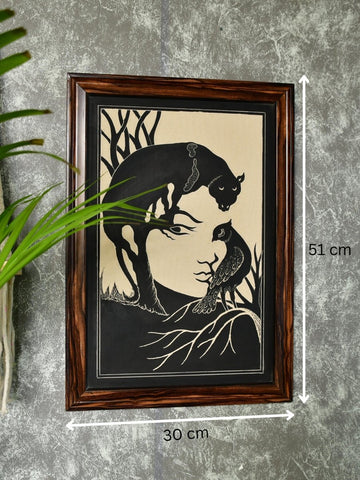 Vastu Principles for Sowpeace Hand-Carved Ceramic Lady face formed with Panther and bird Wall Décor