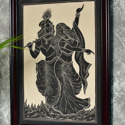 Sowpeace Hand-Carved Ceramic Radha Krishna Wall Décor