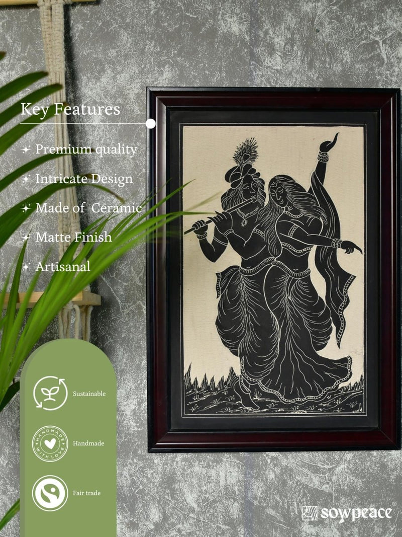 Sowpeace Hand-Carved Ceramic Radha Krishna Wall Décor – view 6