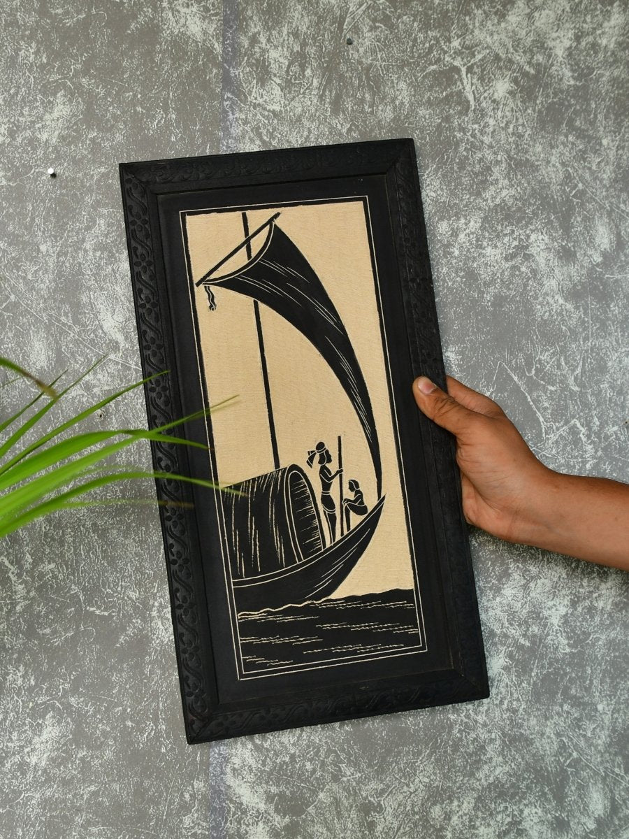 Sowpeace Hand carved ceramic sail boat wall art