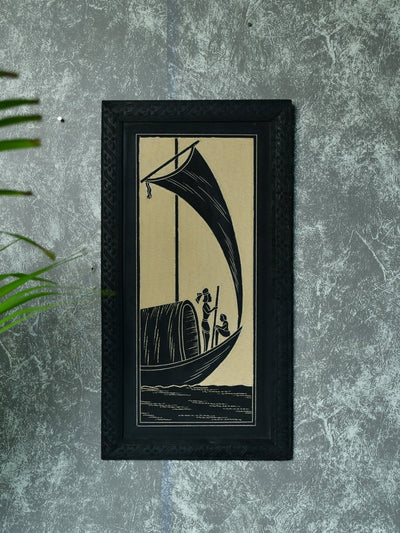 Sowpeace Hand carved ceramic sail boat wall art