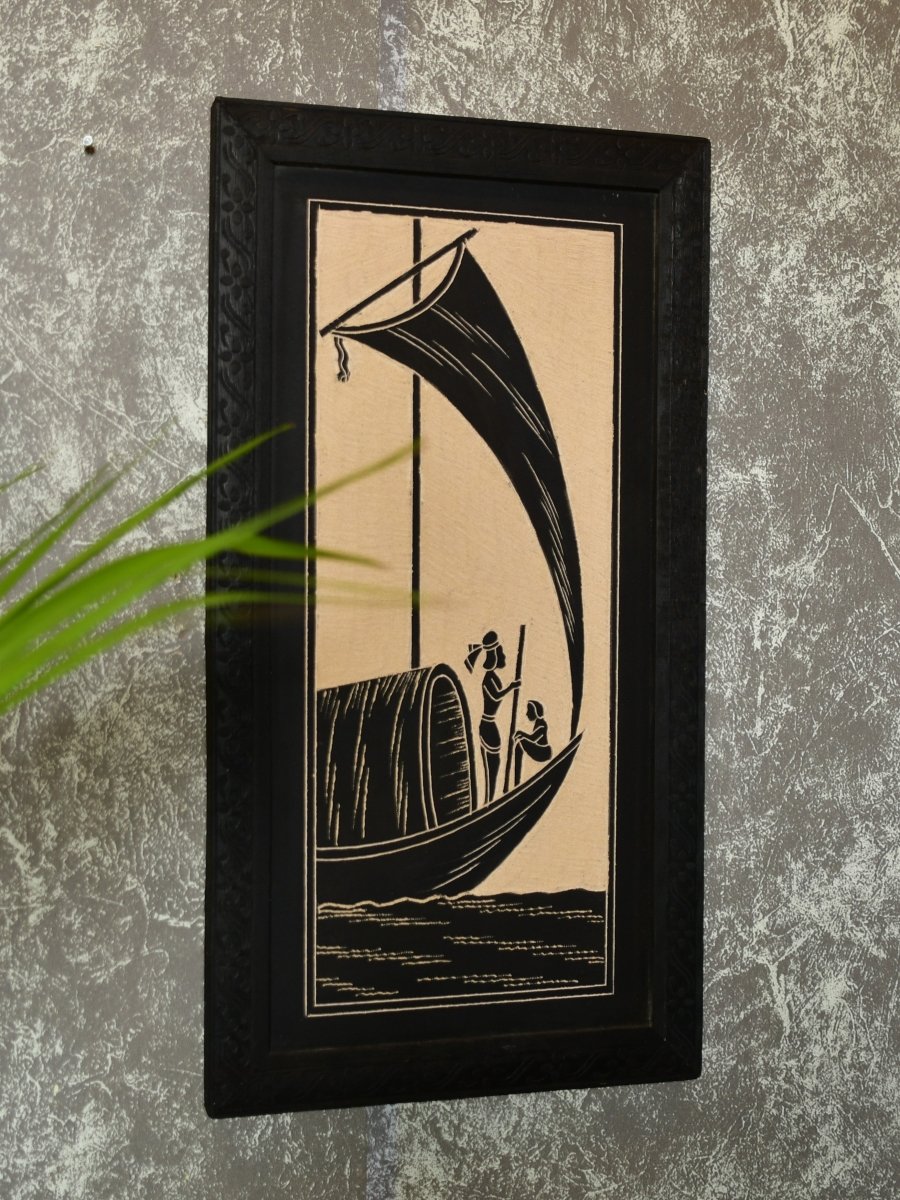 Sowpeace Hand carved ceramic sail boat wall art