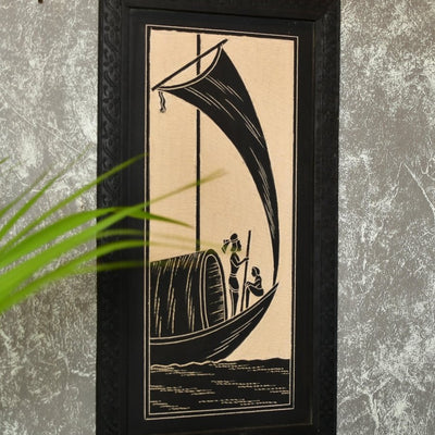 Sowpeace Hand carved ceramic sail boat wall art