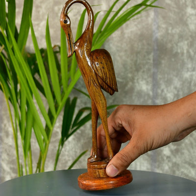 Sowpeace Hand-Carved Flamingo: Tropical Elegance on Your Tabletop