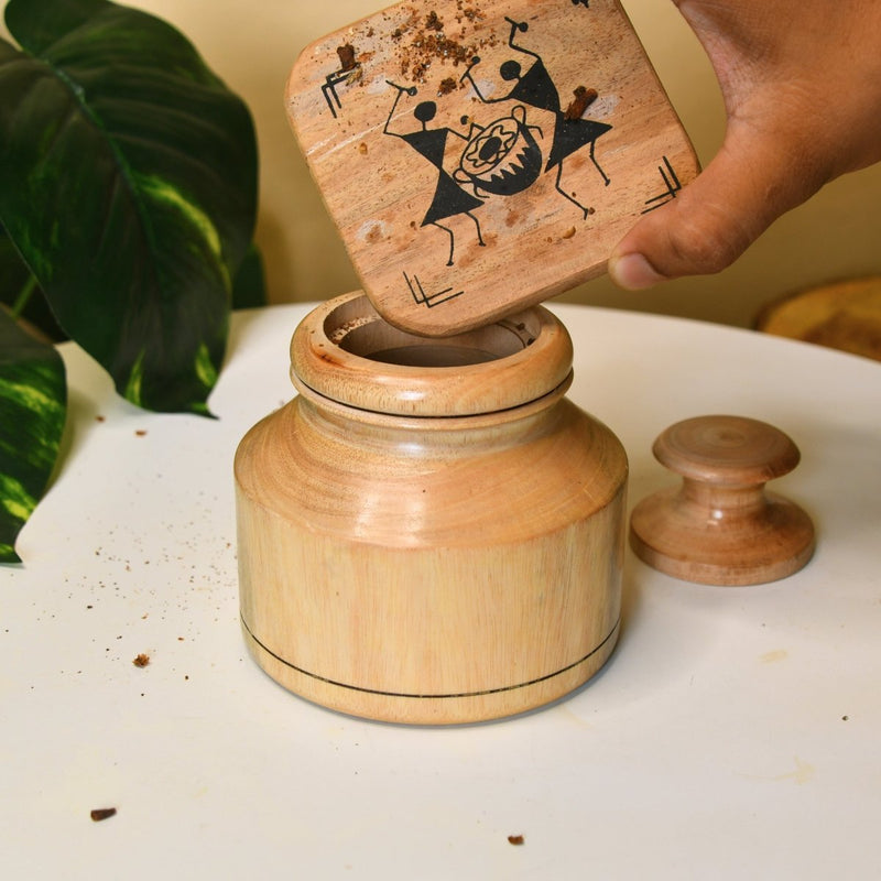Sowpeace Hand-Carved Lidded Jar: Rustic Charm & Organized Elegance – view 6