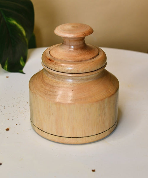 Sowpeace Hand-Carved Lidded Jar: Rustic Charm & Organized Elegance