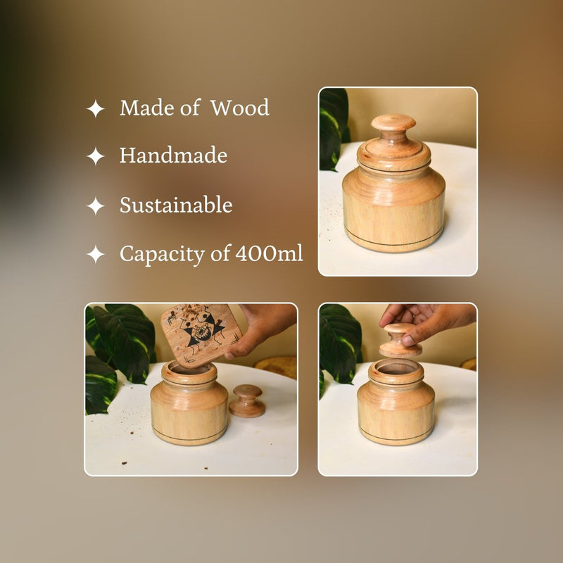 Sowpeace Hand-Carved Lidded Jar: Rustic Charm & Organized Elegance – view 3