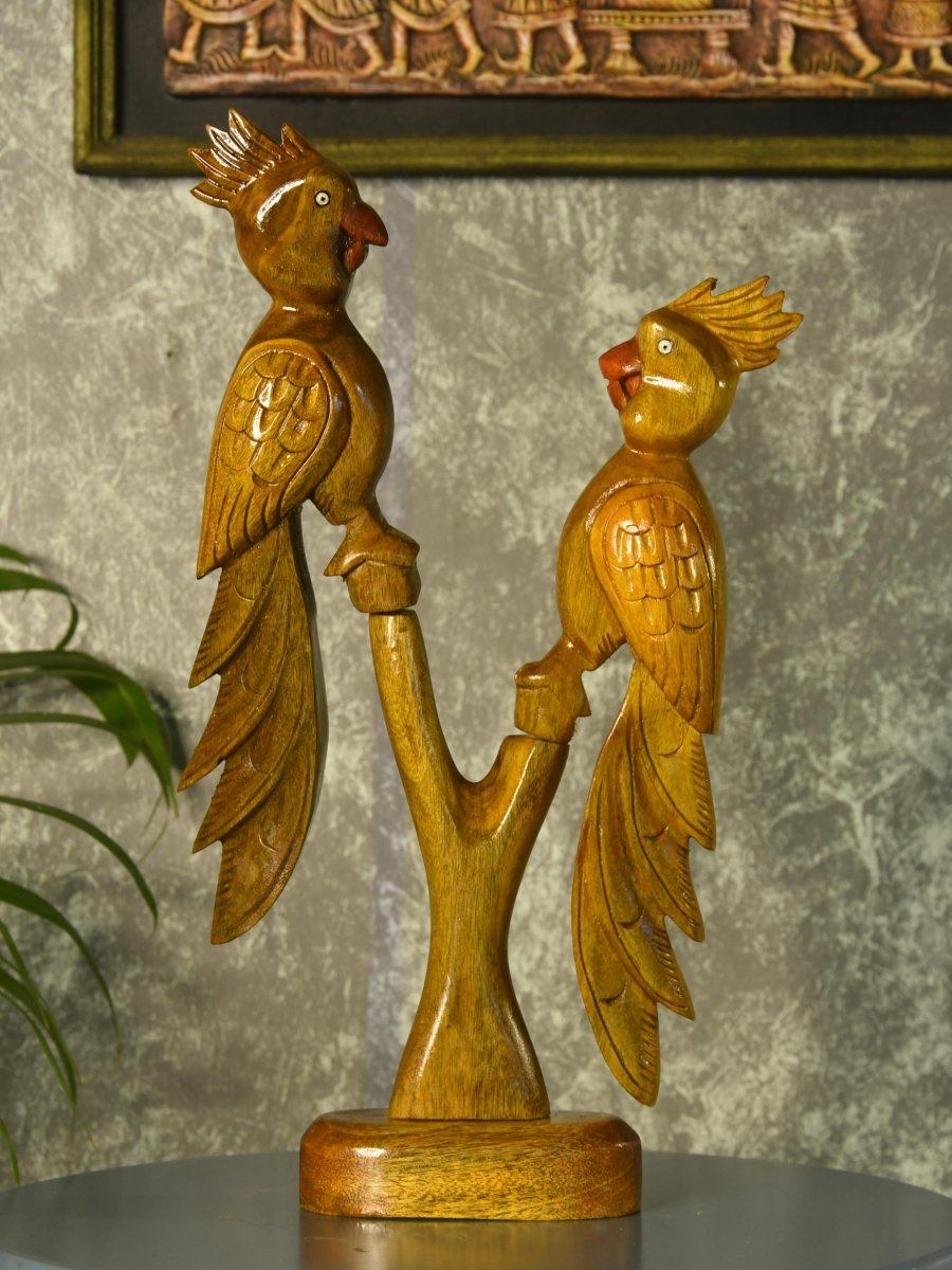 Sowpeace Hand Carved Wooden Parrot Set