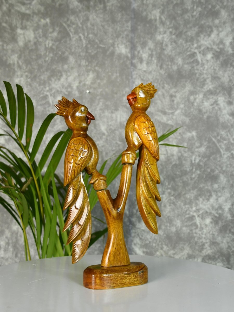 Sowpeace Hand Carved Wooden Parrot Set