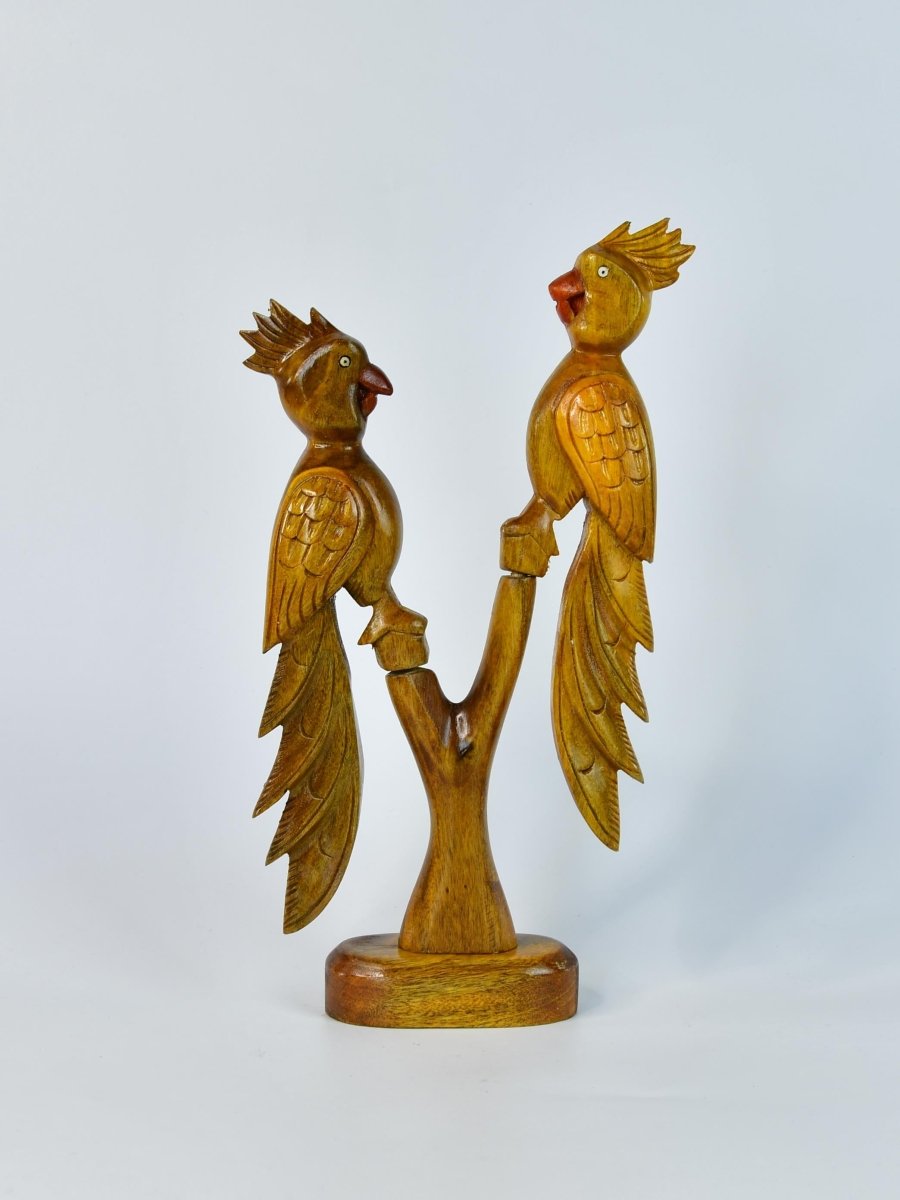 Sowpeace Hand Carved Wooden Parrot Set