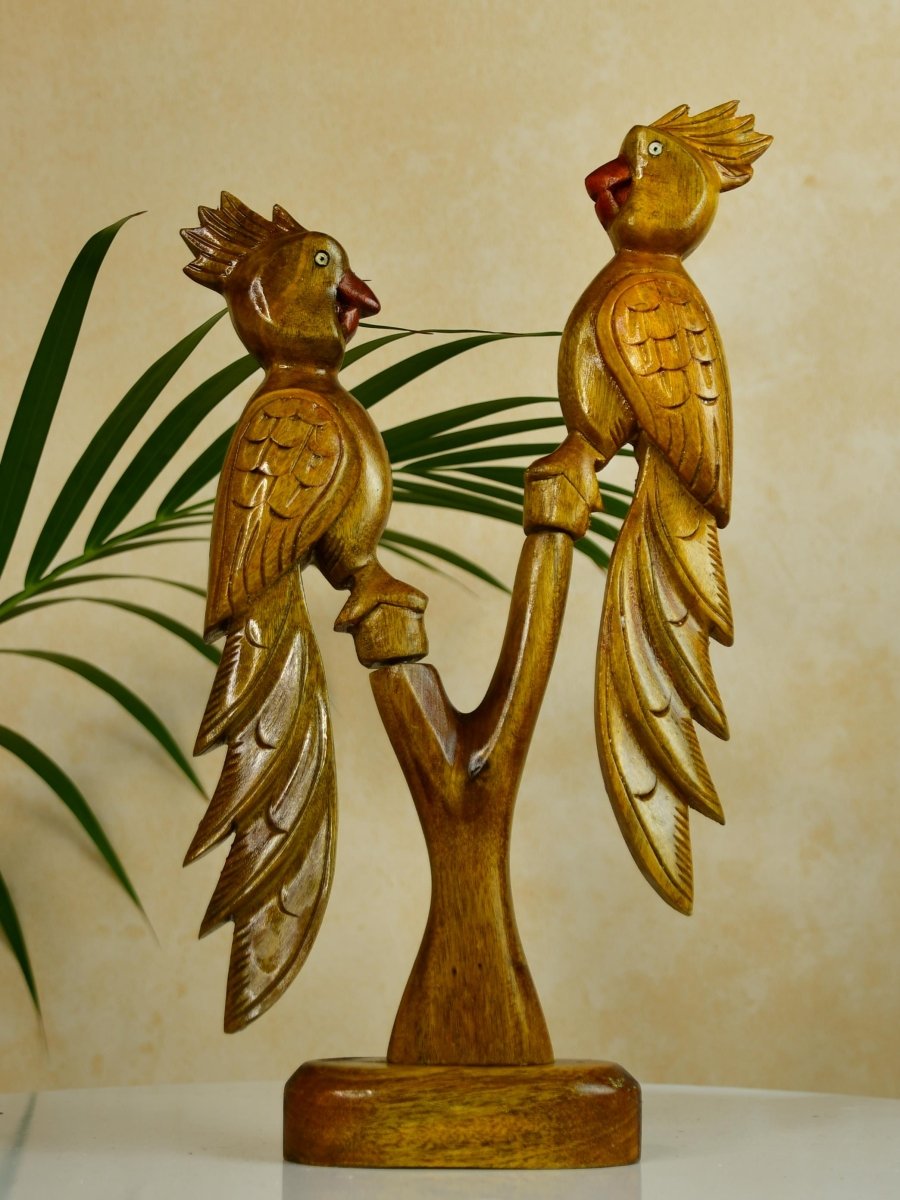 Sowpeace Hand Carved Wooden Parrot Set