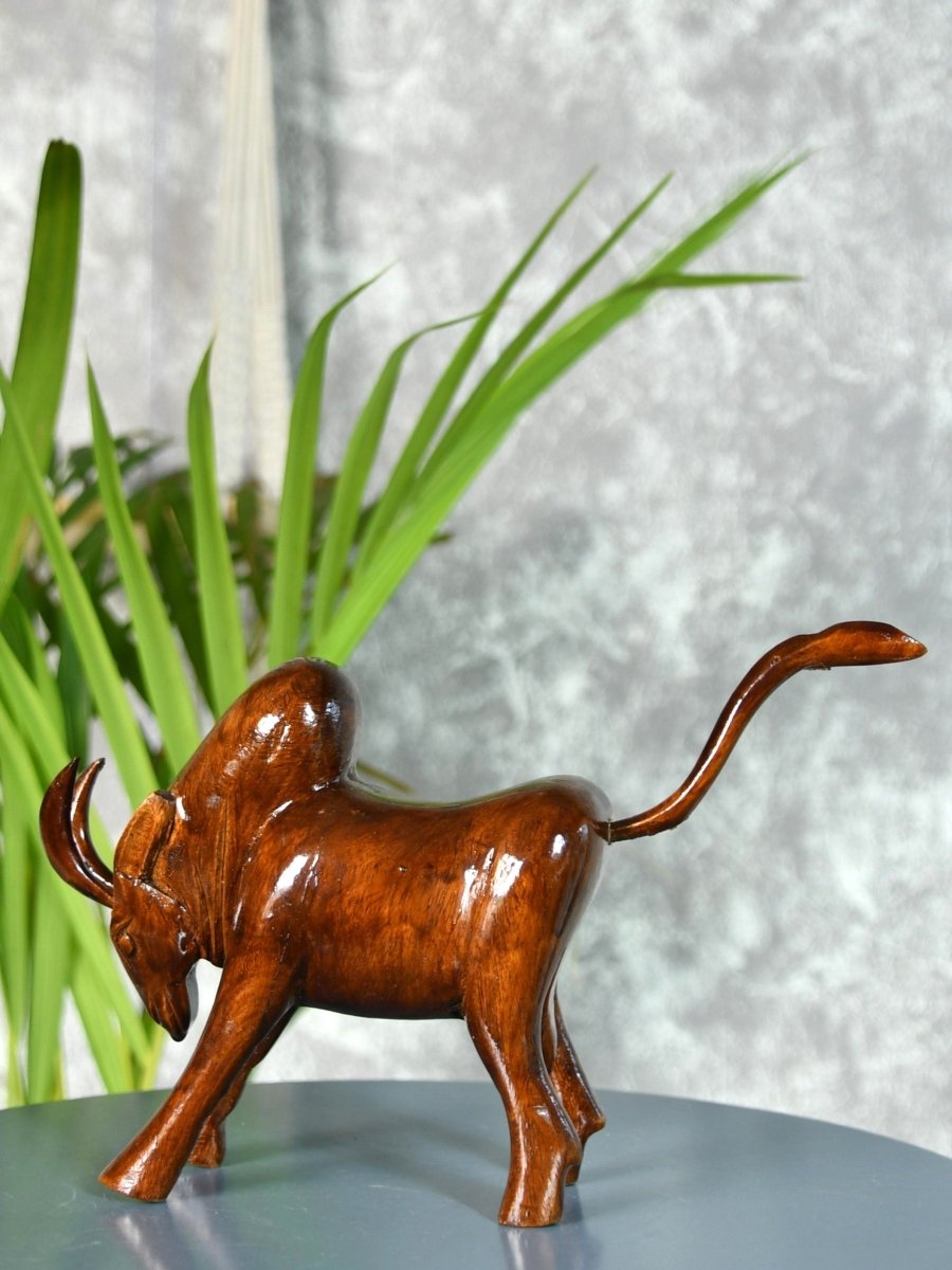 Sowpeace Handcarved wooden large bull: Artisan Home Decor