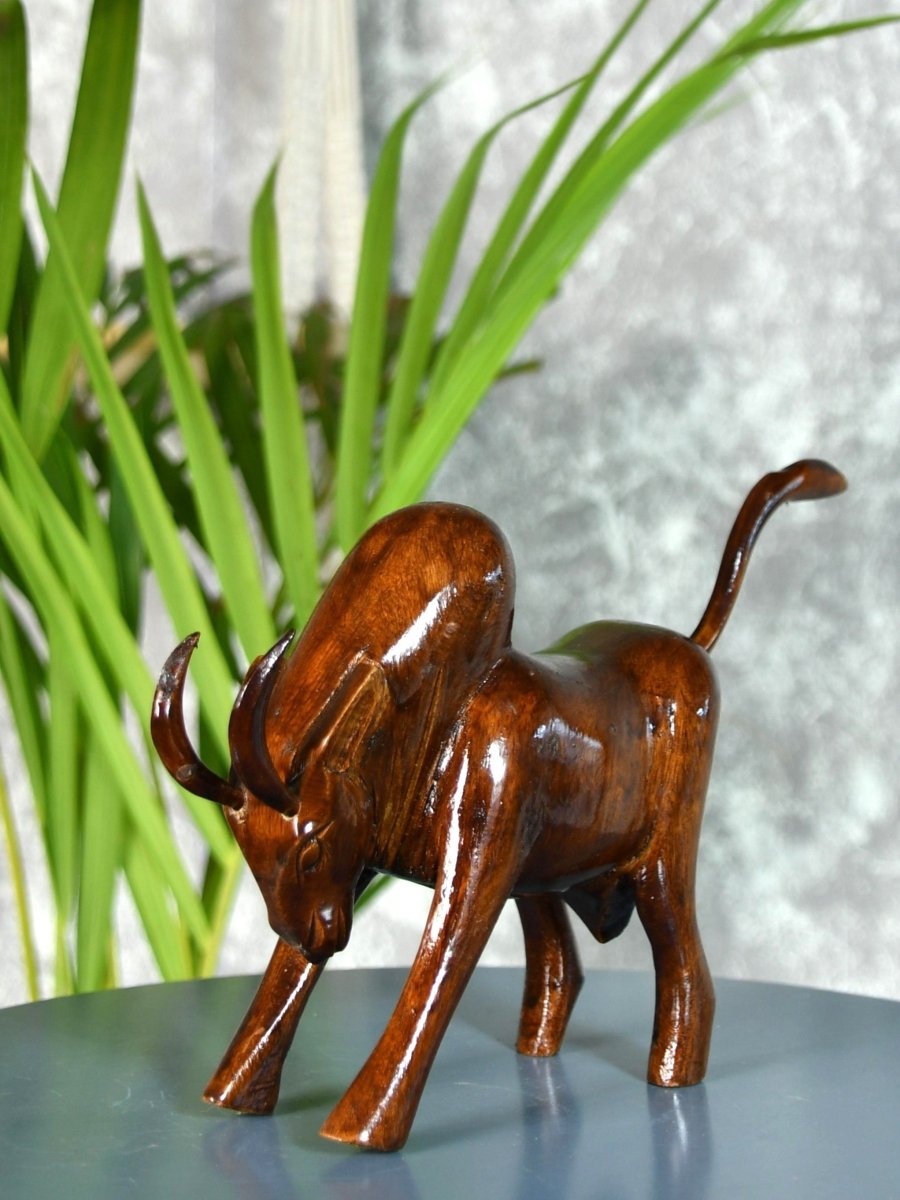 Sowpeace Handcarved wooden large bull: Artisan Home Decor