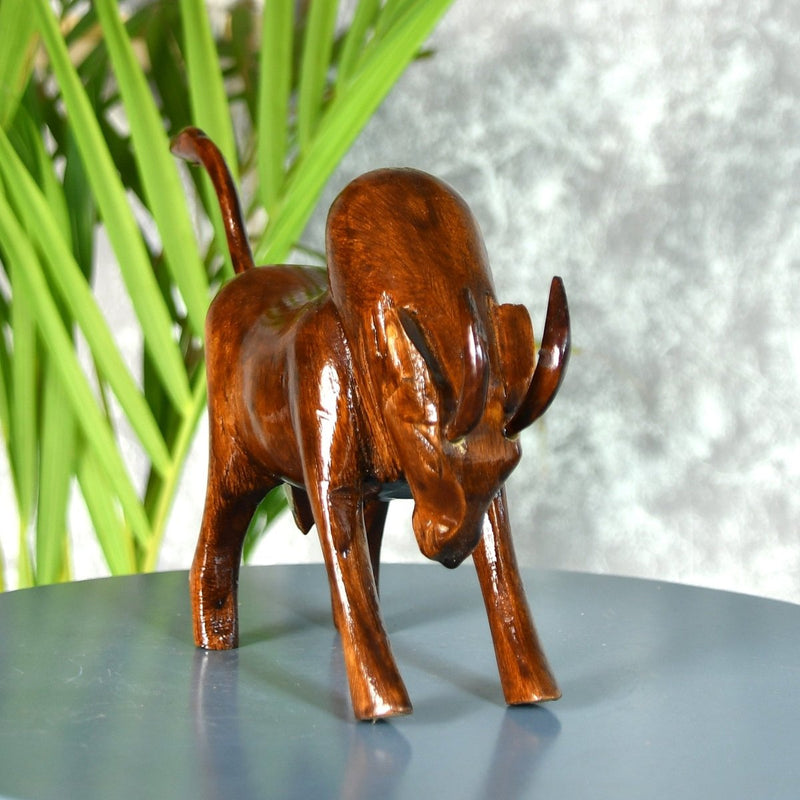 Sowpeace Handcarved wooden large bull: Artisan Home Decor – view 5