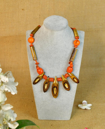 Sowpeace Handcrafted Bamboo Slice Necklace: Traditional Elegance Redefined — alternate view