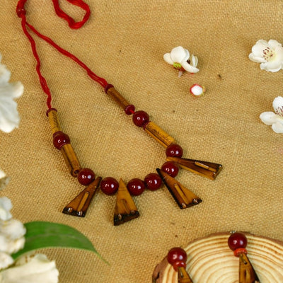 Sowpeace Handcrafted Bamboo Triangle Necklace: Artistic Tradition in Style