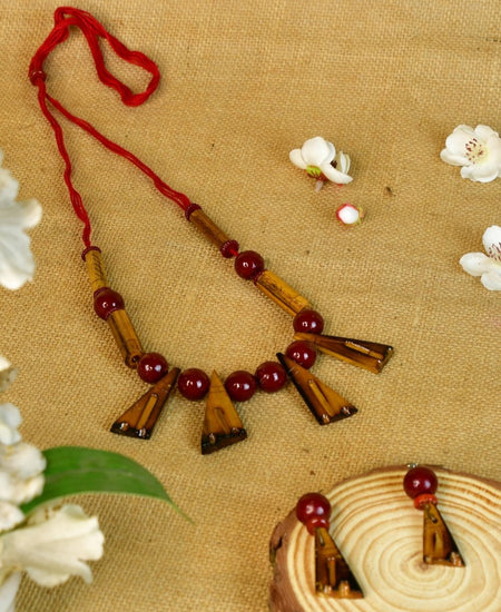 Sowpeace Handcrafted Bamboo Triangle Necklace: Artistic Tradition in Style
