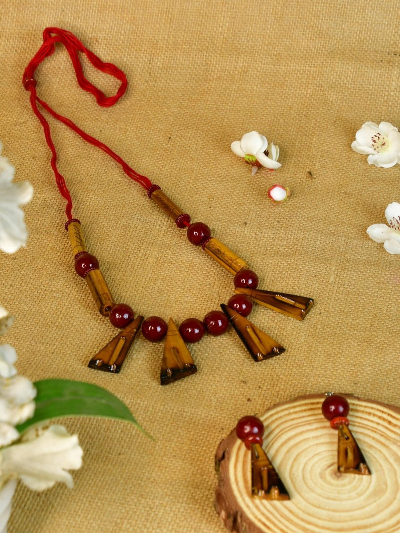 Sowpeace Handcrafted Bamboo Triangle Necklace: Artistic Tradition in Style – view 2