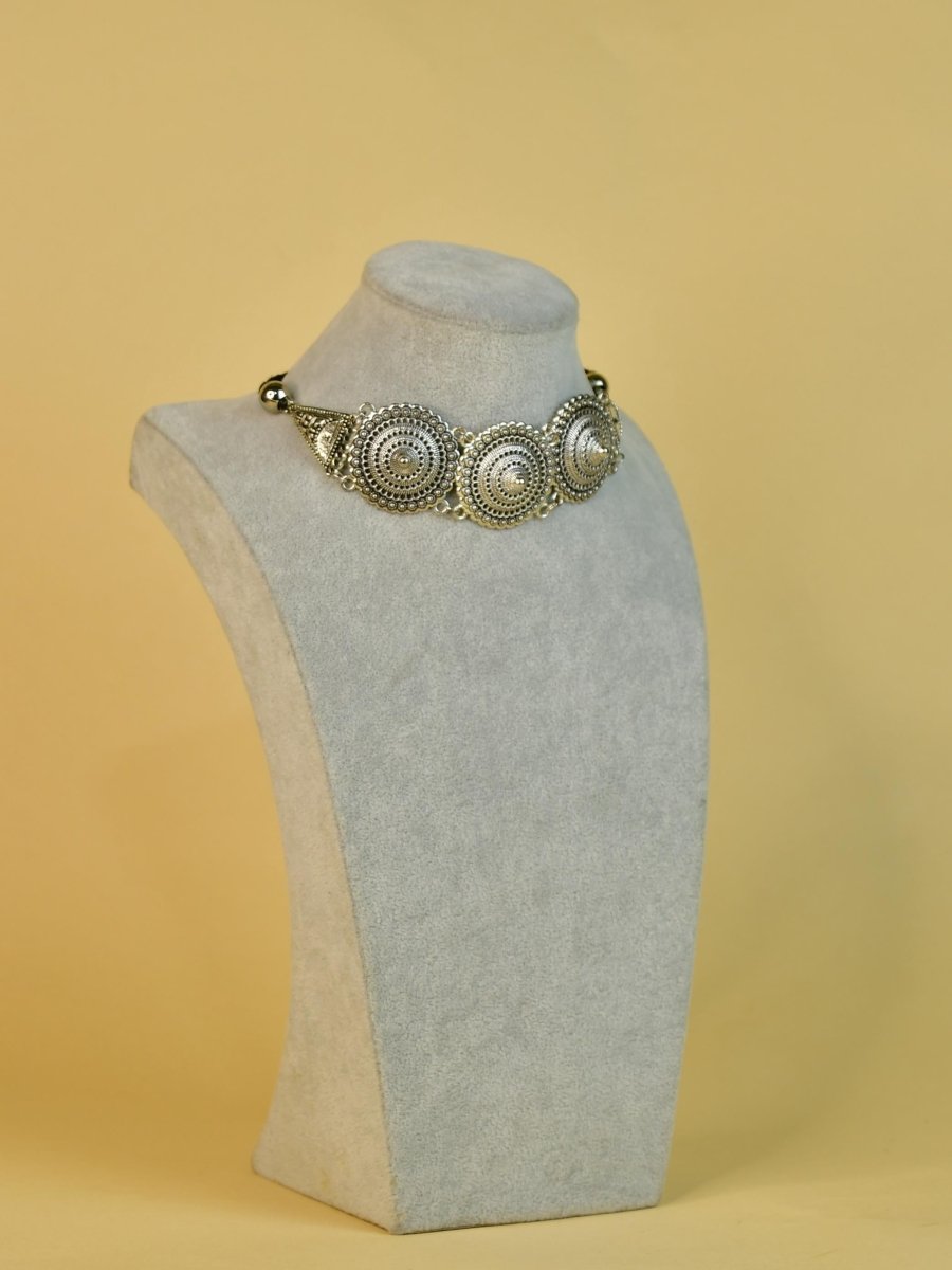 Sowpeace Handcrafted German Silver Choker: Circles and Triangles Design - Choker - SOWPEACE - Sowpeace Handcrafted German Silver Choker: Circles and Triangles Design - Chok - Neck - GS - CR - Sowpeace