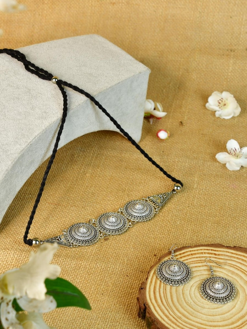 Sowpeace Handcrafted German Silver Choker: Circles and Triangles Design – view 1