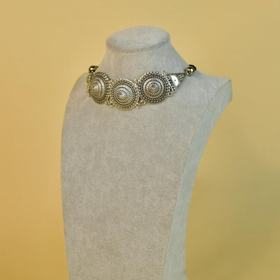 Sowpeace Handcrafted German Silver Choker: Circles and Triangles Design