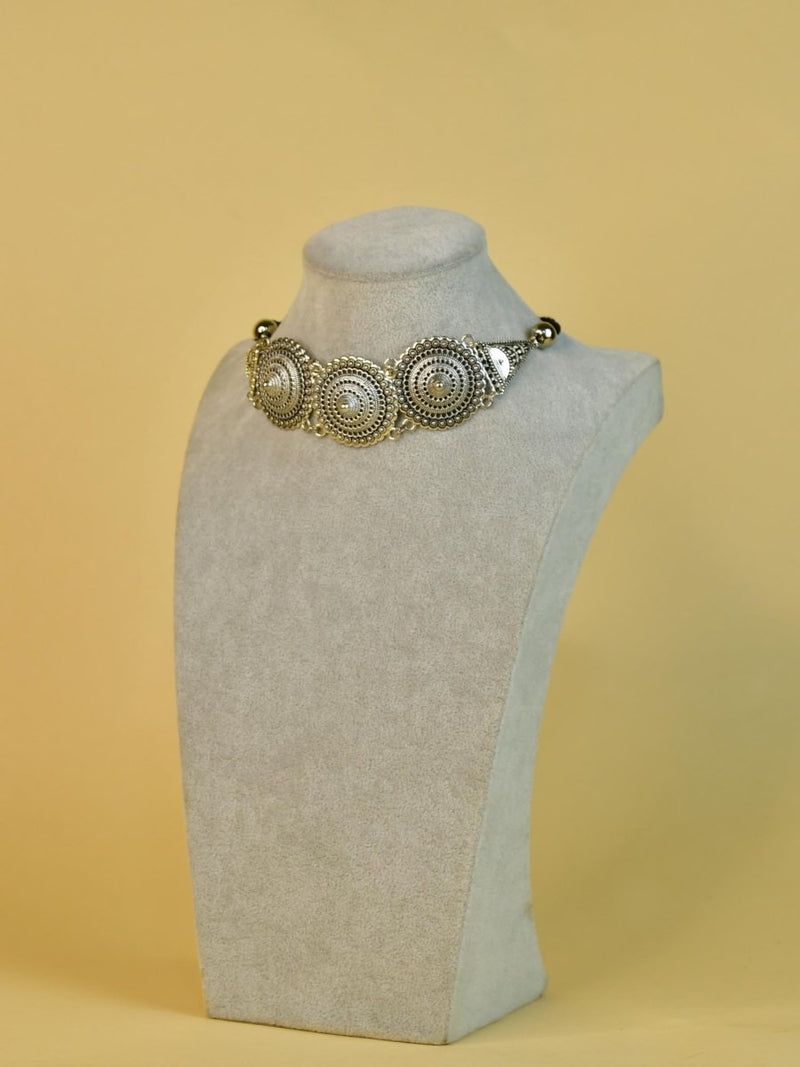 Sowpeace Handcrafted German Silver Choker: Circles and Triangles Design – view 2