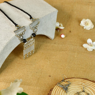 Sowpeace Handcrafted German Silver Choker: Peacock and Abstract Design