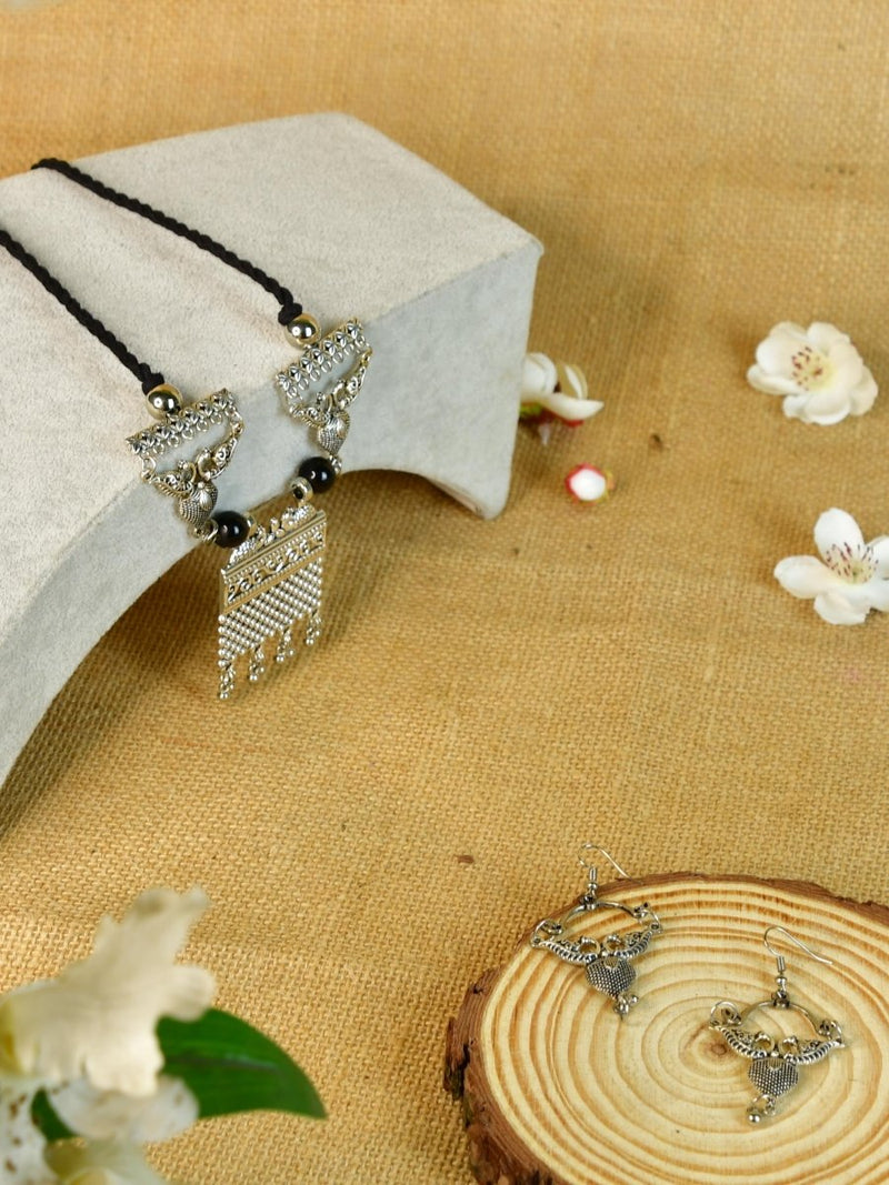 Sowpeace Handcrafted German Silver Choker: Peacock and Abstract Design – view 2