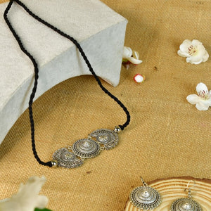 Sowpeace Handcrafted German Silver Choker: Triple Flower Circles Design - Choker - SOWPEACE - Sowpeace Handcrafted German Silver Choker: Triple Flower Circles Design - Flow - Neck - GS - CTR - Sowpeace