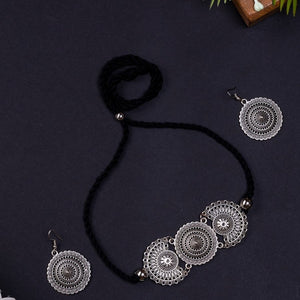 Sowpeace Handcrafted German Silver Choker: Triple Flower Circles Design - Choker - SOWPEACE - Sowpeace Handcrafted German Silver Choker: Triple Flower Circles Design - Flow - Neck - GS - CTR - Sowpeace