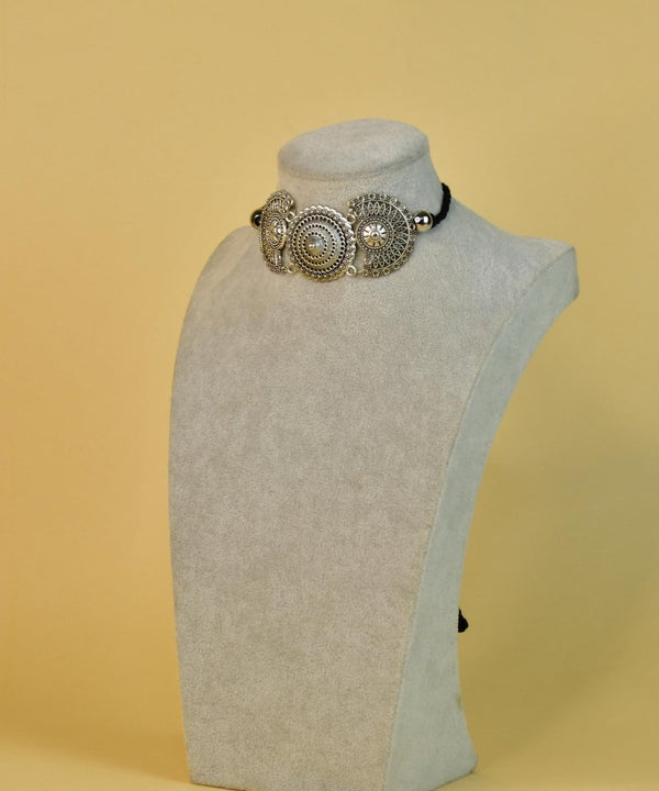 Sowpeace Handcrafted German Silver Choker: Triple Flower Circles Design — image 3