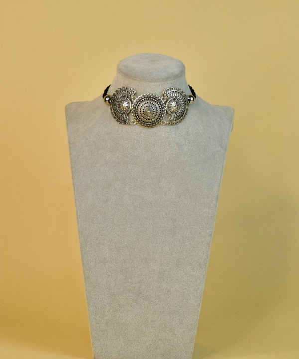 Sowpeace Handcrafted German Silver Choker: Triple Flower Circles Design — image 5