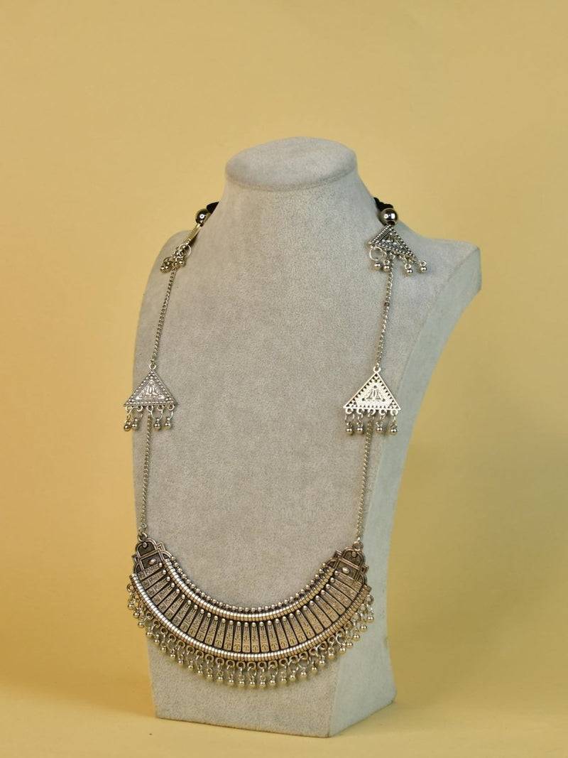 Sowpeace Handcrafted German Silver Long Choker: Four Triangle Design – view 6
