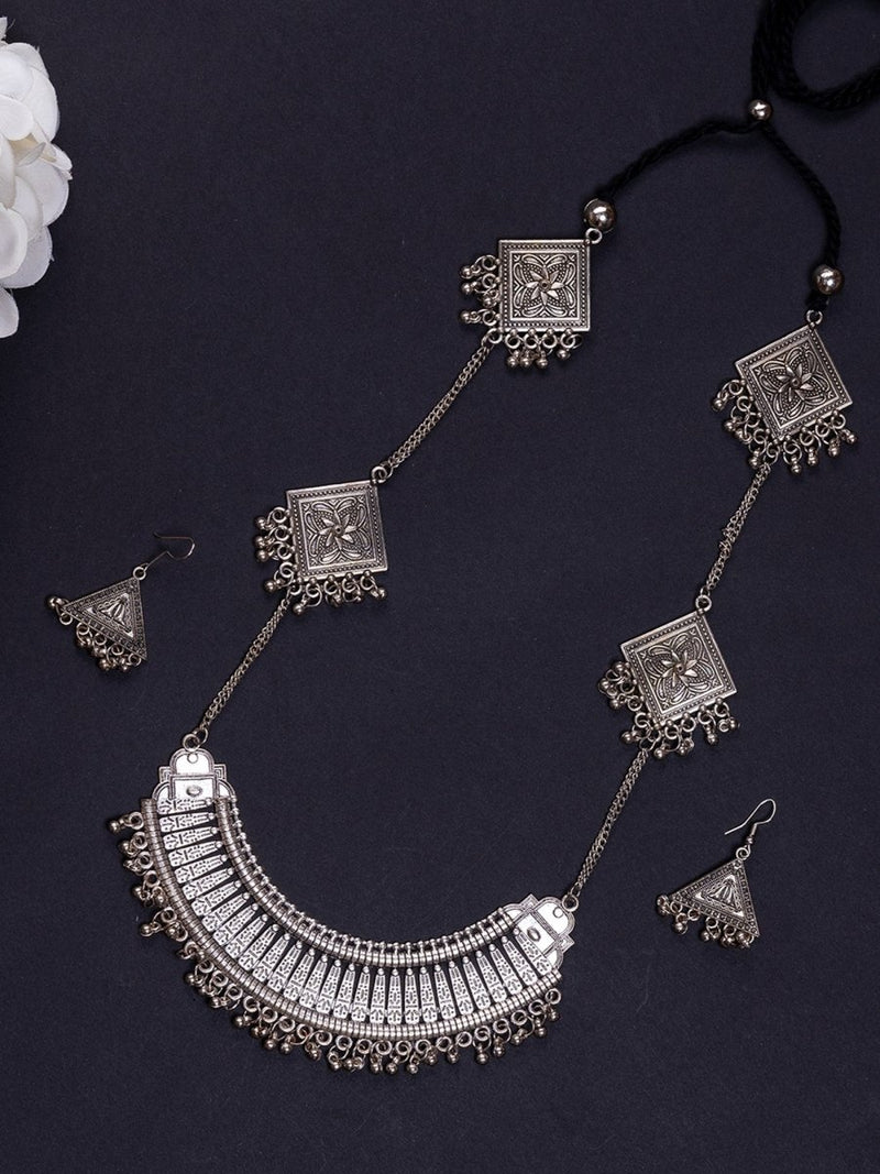 Sowpeace Handcrafted German Silver Long Choker: Four Triangle Design – view 3
