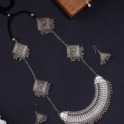 Sowpeace Handcrafted German Silver Long Choker: Four Triangle Design