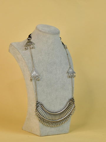 Vastu Principles for Sowpeace Handcrafted German Silver Long Choker: Four Triangle Design