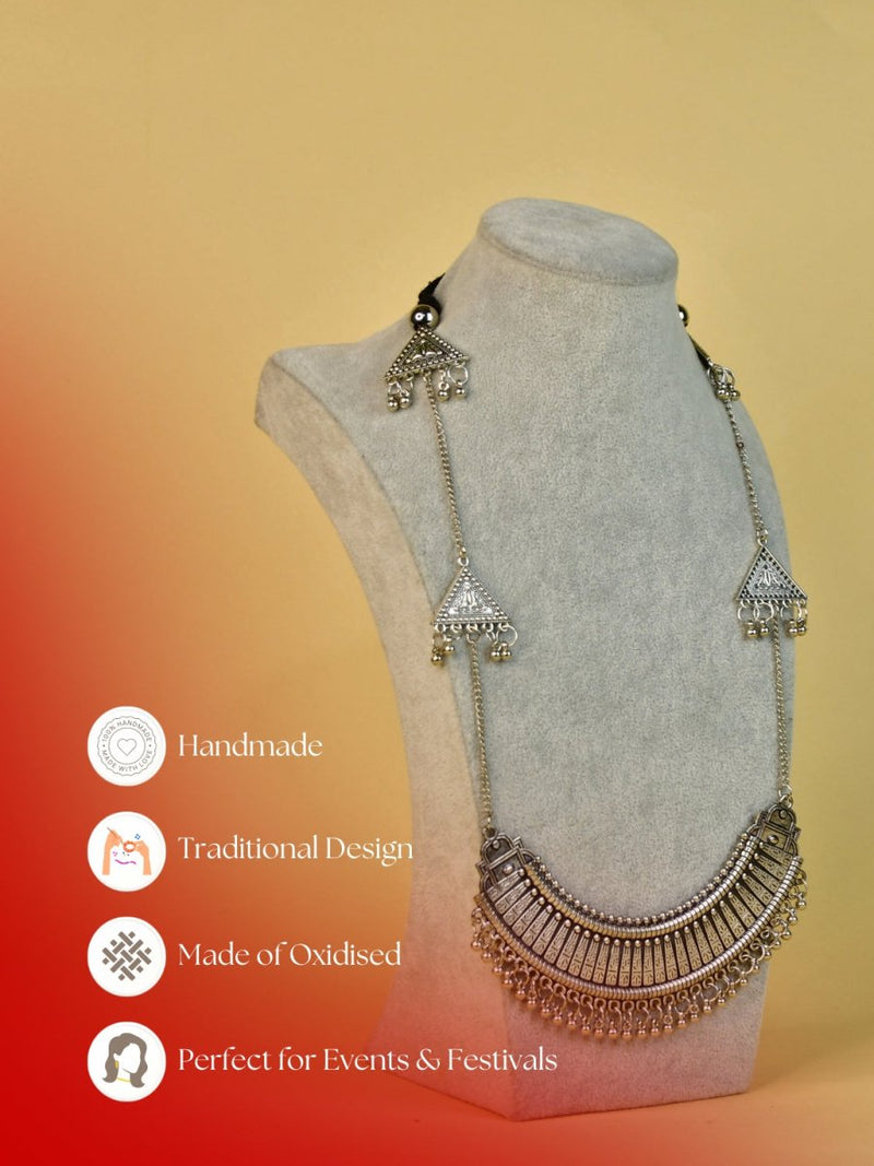 Sowpeace Handcrafted German Silver Long Choker: Four Triangle Design – view 8