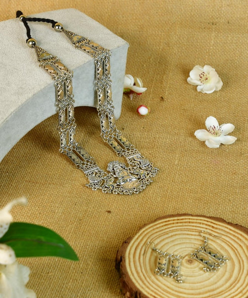 Sowpeace Handcrafted German Silver Necklace: God Figurine with Peacocks