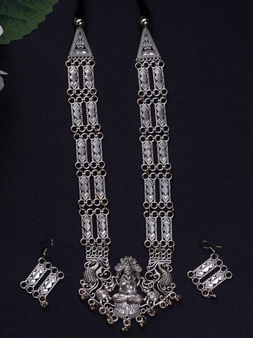 Vastu Principles for Sowpeace Handcrafted German Silver Necklace: God Figurine with Peacocks