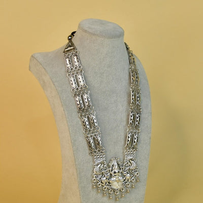 Sowpeace Handcrafted German Silver Necklace: God Figurine with Peacocks