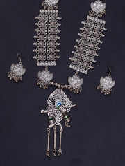 Sowpeace Handcrafted German Silver Necklace: Krishna Flute with Mor Pankh - Additional View