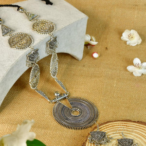 Sowpeace Handcrafted German Silver Necklace: Mandala Sun Design - Necklace - SOWPEACE - Sowpeace Handcrafted German Silver Necklace: Mandala Sun Design - Roun - Neck - GS - RSE - Sowpeace